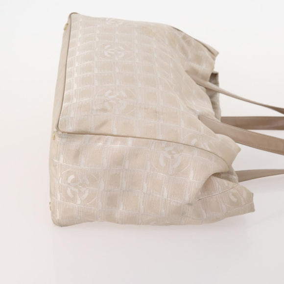 CHANEL New Travel Line Tote Bag Nylon 4 Set Beige CC Auth ti3920