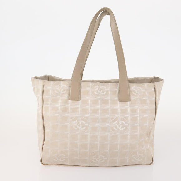 CHANEL New Travel Line Tote Bag Nylon 4 Set Beige CC Auth ti3920