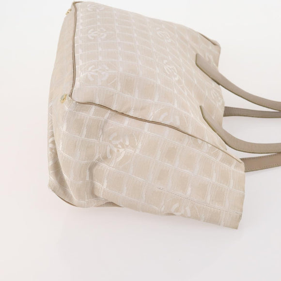CHANEL New Travel Line Tote Bag Nylon 4 Set Beige CC Auth ti3920