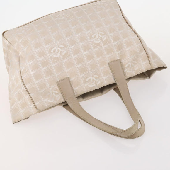 CHANEL New Travel Line Tote Bag Nylon 4 Set Beige CC Auth ti3920