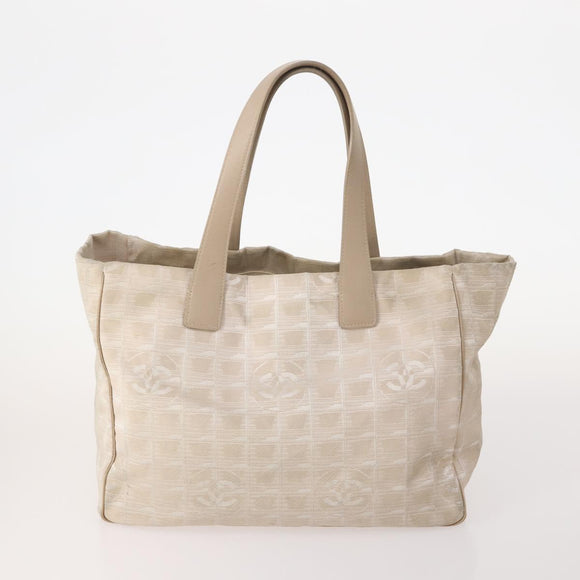 CHANEL New Travel Line Tote Bag Nylon 4 Set Beige CC Auth ti3920