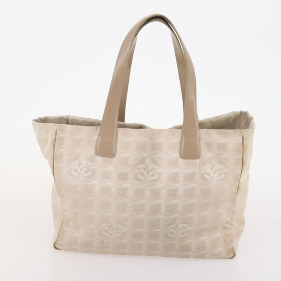 CHANEL New Travel Line Tote Bag Nylon 4 Set Beige CC Auth ti3920