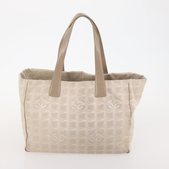 CHANEL New Travel Line Tote Bag Nylon 4 Set Beige CC Auth ti3920