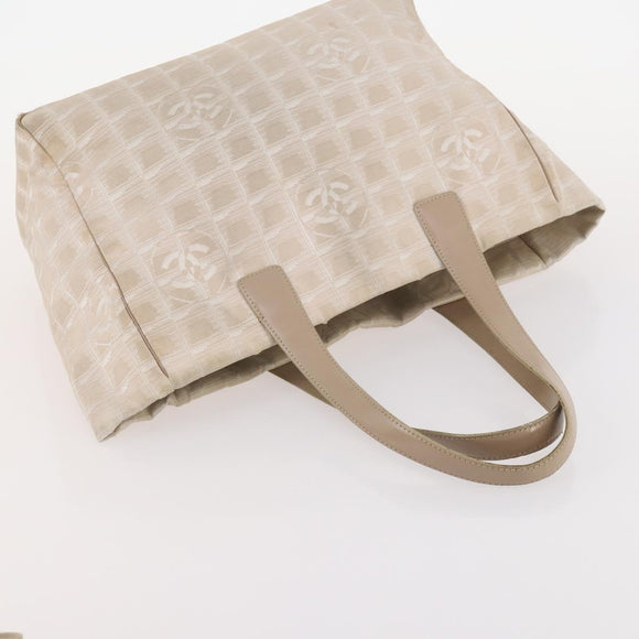 CHANEL New Travel Line Tote Bag Nylon 4 Set Beige CC Auth ti3920