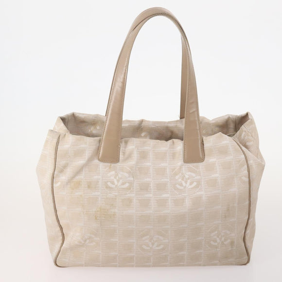 CHANEL New Travel Line Tote Bag Nylon 4 Set Beige CC Auth ti3920
