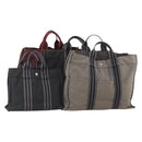 HERMES Fourre Tout Hand Bag cotton 4 Set Black Red gray Auth ti3921-1