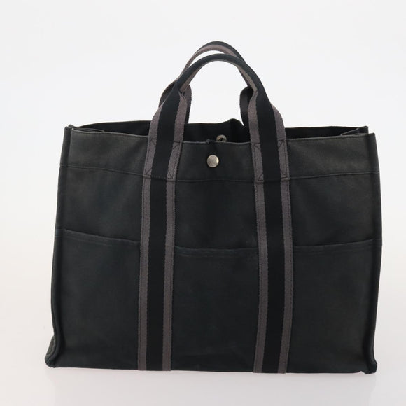 HERMES Fourre Tout Hand Bag cotton 4 Set Black Red gray Auth ti3921
