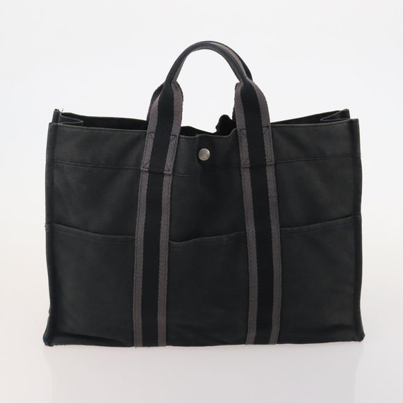 HERMES Fourre Tout Hand Bag cotton 4 Set Black Red gray Auth ti3921