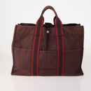 HERMES Fourre Tout Hand Bag cotton 4 Set Black Red gray Auth ti3921-2