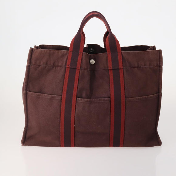HERMES Fourre Tout Hand Bag cotton 4 Set Black Red gray Auth ti3921