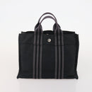 HERMES Fourre Tout Hand Bag cotton 4 Set Black Red gray Auth ti3921-20