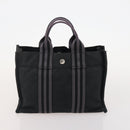 HERMES Fourre Tout Hand Bag cotton 4 Set Black Red gray Auth ti3921-21