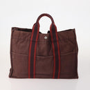 HERMES Fourre Tout Hand Bag cotton 4 Set Black Red gray Auth ti3921-3