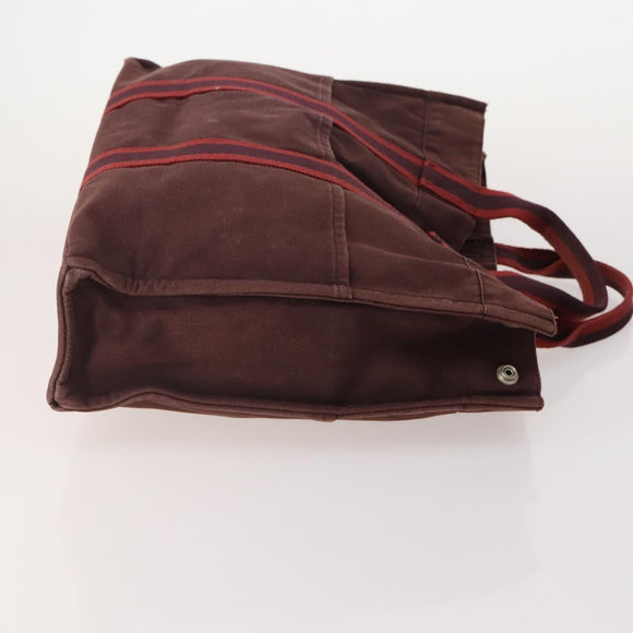 HERMES Fourre Tout Hand Bag cotton 4 Set Black Red gray Auth ti3921