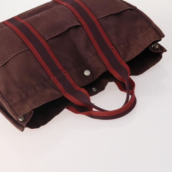 HERMES Fourre Tout Hand Bag cotton 4 Set Black Red gray Auth ti3921