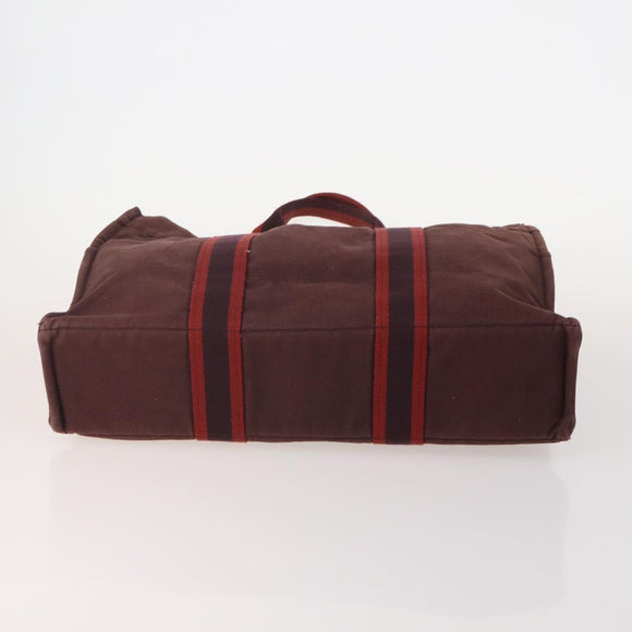HERMES Fourre Tout Hand Bag cotton 4 Set Black Red gray Auth ti3921