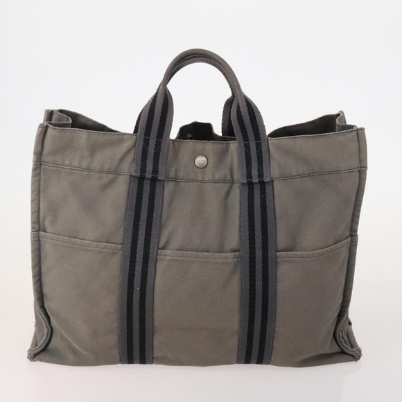 HERMES Fourre Tout Hand Bag cotton 4 Set Black Red gray Auth ti3921