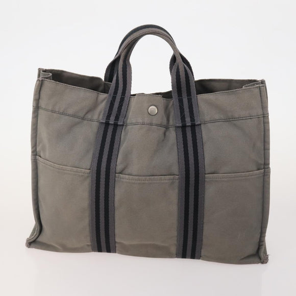 HERMES Fourre Tout Hand Bag cotton 4 Set Black Red gray Auth ti3921