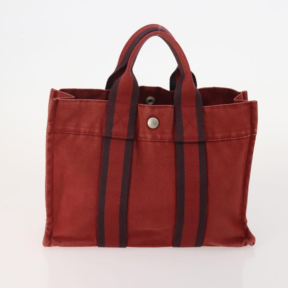 HERMES Fourre Tout Handtas katoen 4 Stuks Zwart Rood grijs Auth ti3922