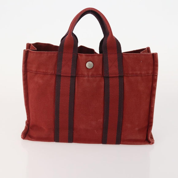 HERMES Fourre Tout Handtas katoen 4 Stuks Zwart Rood grijs Auth ti3922
