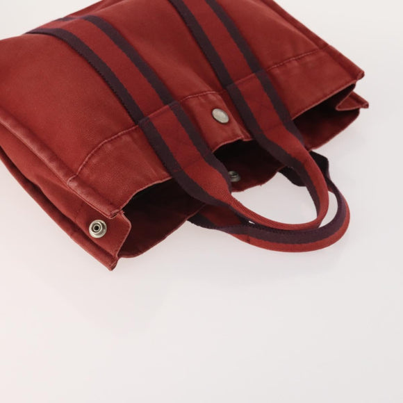 HERMES Fourre Tout Handtas katoen 4 Stuks Zwart Rood grijs Auth ti3922