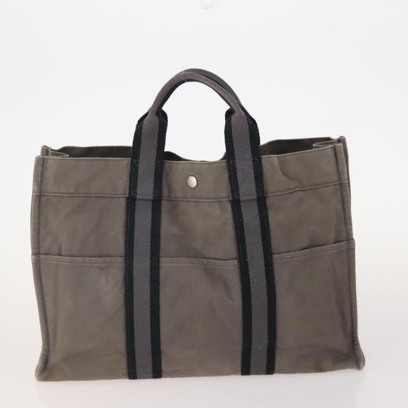 HERMES Fourre Tout Handtas katoen 4 Stuks Zwart Rood grijs Auth ti3922
