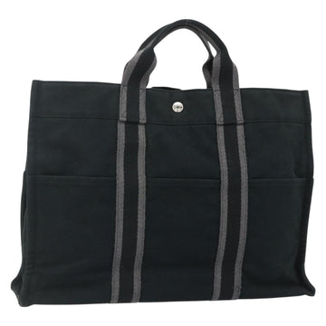HERMES Fourre Tout MM Tote Bag cotton Black Auth ti3923A