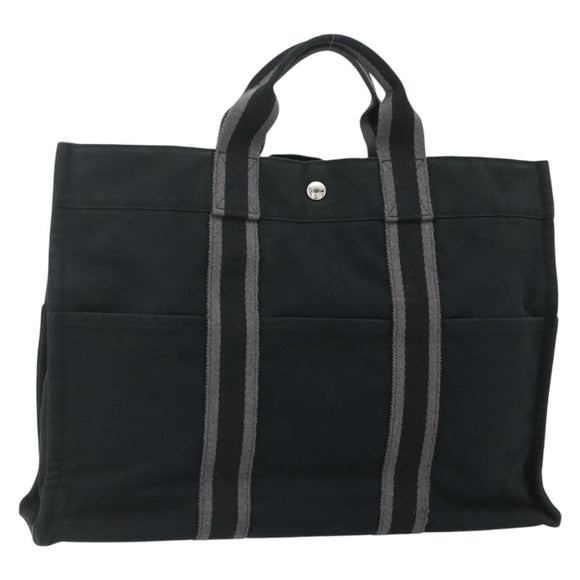 HERMES Fourre Tout MM Tote Bag cotton Black Auth ti3923A