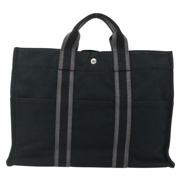 HERMES Fourre Tout MM Tote Bag cotton Black Auth ti3923A