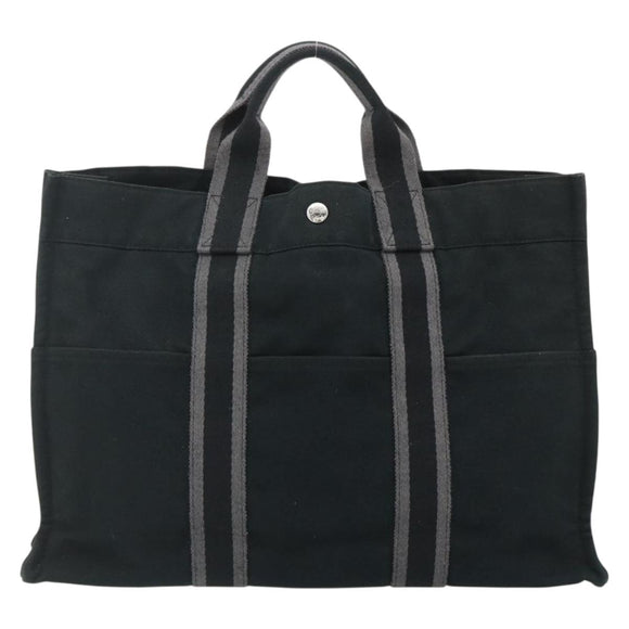 HERMES Fourre Tout MM Tote Bag cotton Black Auth ti3923A