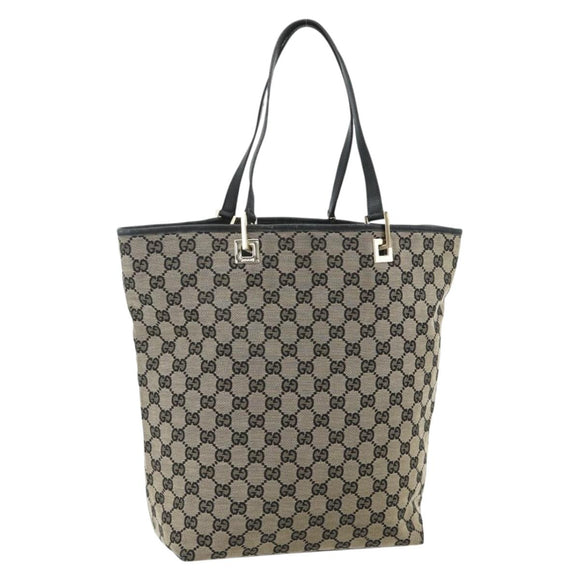 GUCCI GG Canvas Tote Bag Black Gold 002 1098 Auth ti3925