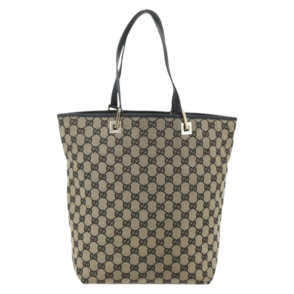 GUCCI GG Canvas Tote Bag Black Gold 002 1098 Auth ti3925