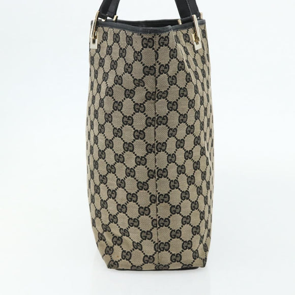 GUCCI GG Canvas Tote Bag Black Gold 002 1098 Auth ti3925