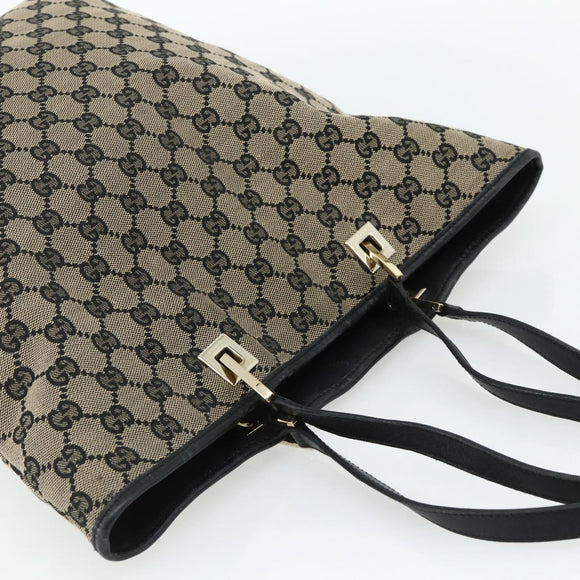 GUCCI GG Canvas Tote Bag Black Gold 002 1098 Auth ti3925