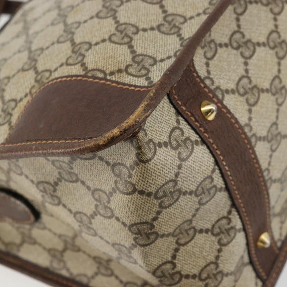 GUCCI GG Supreme Web Sherry Line Hand Bag PVC 2way Beige Gold Auth ti3926
