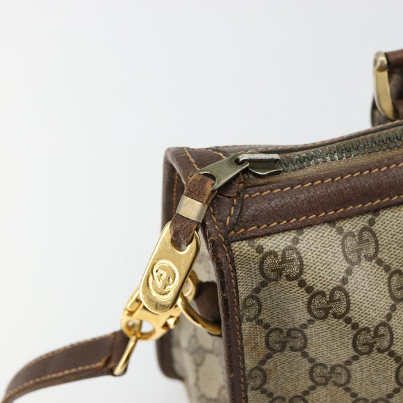 GUCCI GG Supreme Web Sherry Line Hand Bag PVC 2way Beige Gold Auth ti3926