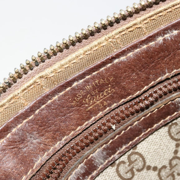 GUCCI GG Supreme Web Sherry Line Hand Bag PVC 2way Beige Gold Auth ti3926