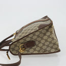 GUCCI GG Supreme Web Sherry Line Hand Bag PVC 2way Beige Gold Auth ti3926-5