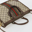 GUCCI GG Supreme Web Sherry Line Hand Bag PVC 2way Beige Gold Auth ti3926-6