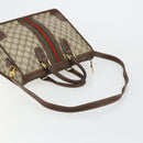 GUCCI GG Supreme Web Sherry Line Hand Bag PVC 2way Beige Gold Auth ti3926-9