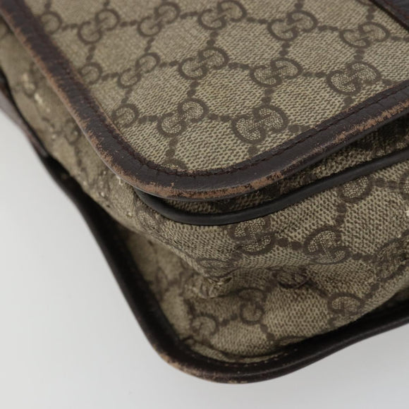 GUCCI GG Supreme Web Sherry Line Tas PVC Beige Zilver 145844 Auth ti3927