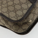 GUCCI GG Supreme Web Sherry Line Tas PVC Beige Zilver 145844 Auth ti3927-13