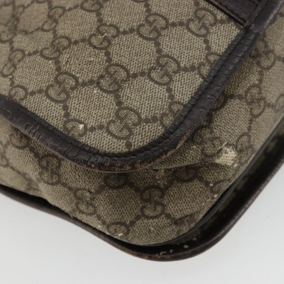 GUCCI GG Supreme Web Sherry Line Tas PVC Beige Zilver 145844 Auth ti3927