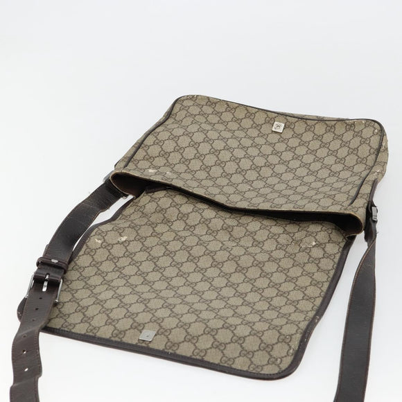GUCCI GG Supreme Web Sherry Line Tas PVC Beige Zilver 145844 Auth ti3927