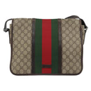 GUCCI GG Supreme Web Sherry Line Tas PVC Beige Zilver 145844 Auth ti3927-2