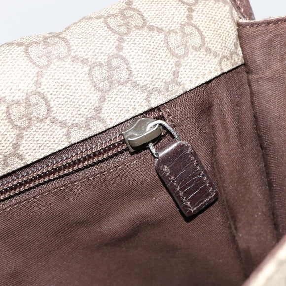 GUCCI GG Supreme Web Sherry Line Tas PVC Beige Zilver 145844 Auth ti3927