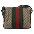 GUCCI GG Supreme Web Sherry Line Tas PVC Beige Zilver 145844 Auth ti3927-3