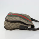 GUCCI GG Supreme Web Sherry Line Tas PVC Beige Zilver 145844 Auth ti3927-4