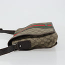 GUCCI GG Supreme Web Sherry Line Tas PVC Beige Zilver 145844 Auth ti3927-5