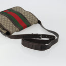 GUCCI GG Supreme Web Sherry Line Tas PVC Beige Zilver 145844 Auth ti3927-7
